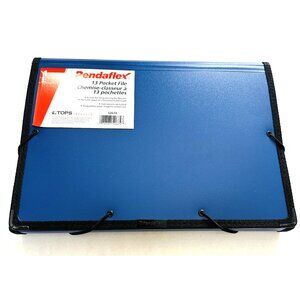 Pendaflex 13 Pocket File w/ Tab Inserts Flap Closure #52674 Blue Durable Plastic